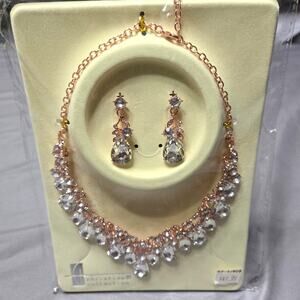 Christina Collection Rose Gold Crystal Necklace & Earring Set